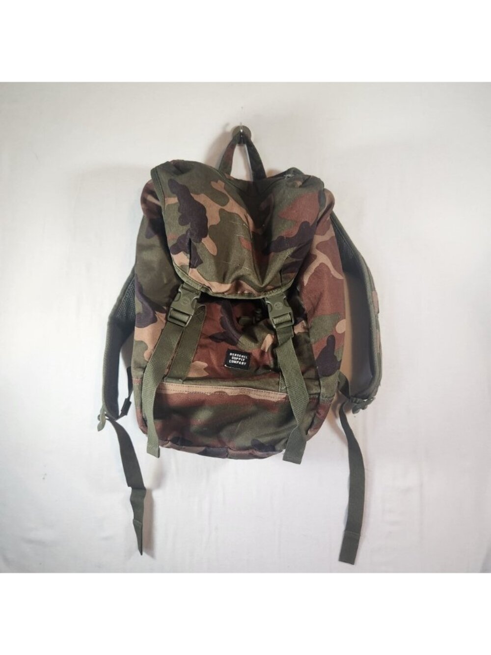 Herschel Supply Co Iona Backpack Camo Woodland Green Brown Canvas Daypack Bag